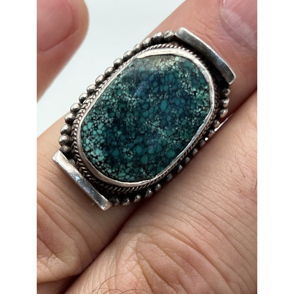 Native American Sterling Silver 925 Turquoise Handmade Ring Size 8.5